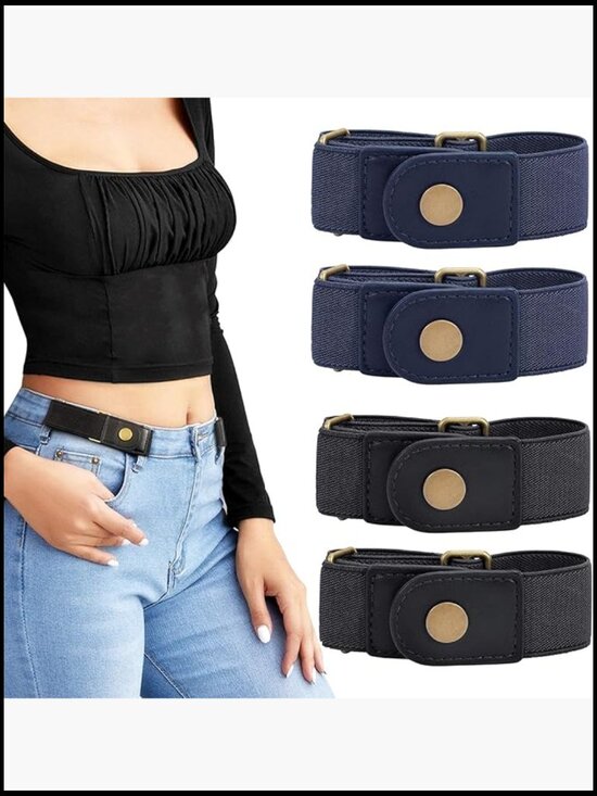 No Buckle Stretch Belt for Jeans, 2 Pack Elastic Invisible Side Loop main image 7